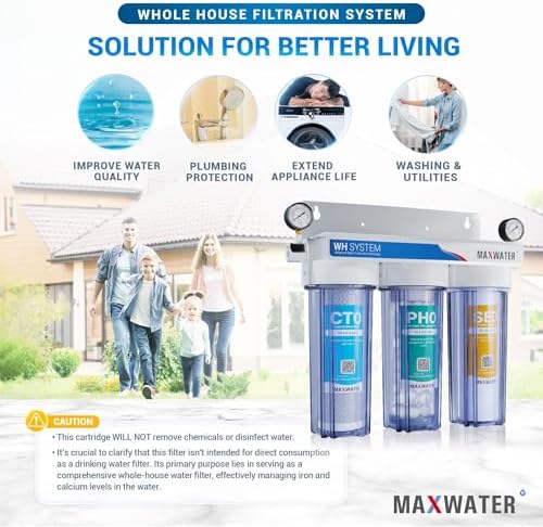 Max Water 3 Stage (Good to Protect Home from Scale & Corrosion) 10 inch Standard Water Filtration System for Whole House - Sediment + Anti Scale + CTO Post Carbon - 3/4" Inlet/Outlet - Model : WH-SC1 - Image 6