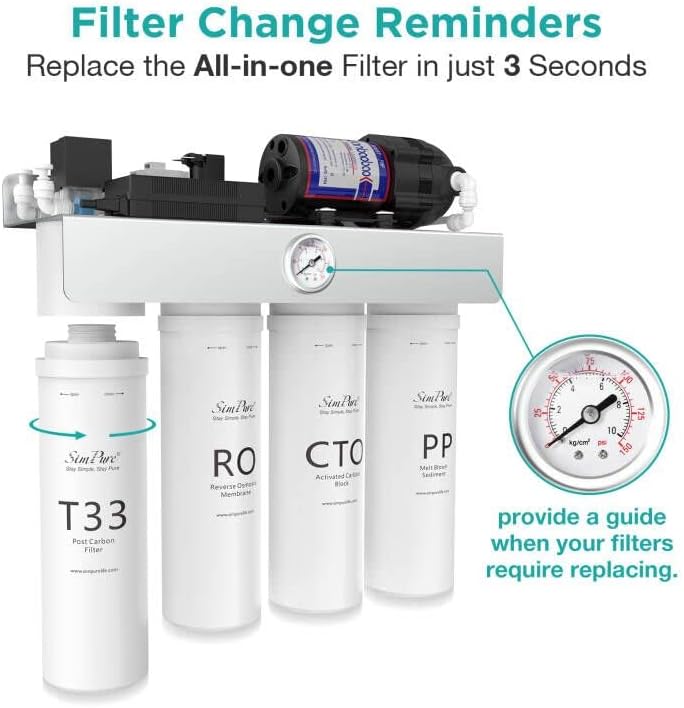 SimPure T1-400 RO System 1-Year Replacement Water Filter Set, 7 Pack - Image 5