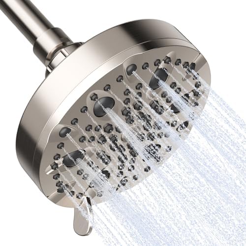 OFFO Shower Head, High Pressure Shower Head with Pause Mode, 9 Mode Fixed Showerheads for Strong Water Flow & Relaxing Shower Experience, Brushed Nickel by OFFO