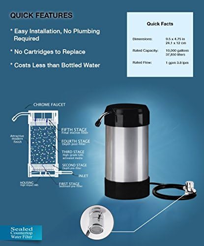 Countertop Water Filtration System | No Plumbing Faucet Adapter, Water Purifier | Instant countertop Water Filter | Water Filter Dispenser | Easily Fills Your Water Filter Pitcher - Image 5