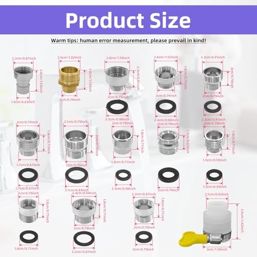 14Pcs Faucet Adapter Kit, Universal G1/2 Brass12-in-1 Multi-Connection Set - Image 2