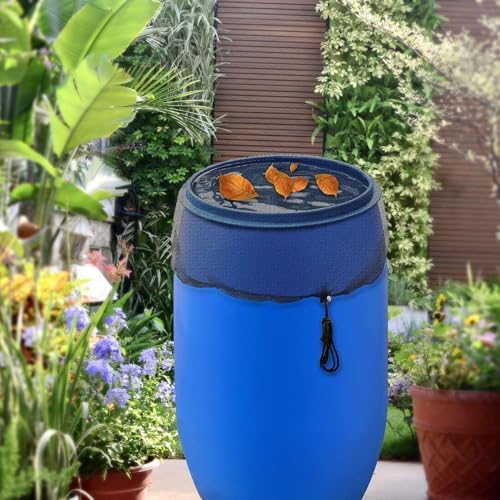 Rain Barrel Cover Mesh Soft Black Drawstring Design 37.4in Diameter - Image 2