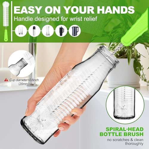 Rnoafmu Bottle Brush Set of 3, 14'' Water Bottle Brush & 13'' Straw Cleaner - Image 4
