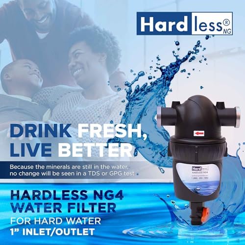 Hardless NG4 Whole House Water Filter - Salt-Free Softening Device - Reduces Limescale, Sediment & More - Compact, Easy to Install - Comes w/ 1" Inlet/Outlet- Filtration System for Hard Water - Image 2