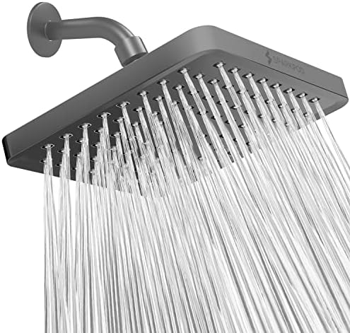 SparkPod Rain Shower Head, 8 Inch Square, Charcoal Grey Finish by SparkPod