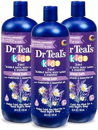 Dr Teal's Kids 3-in-1 Sleep Bubble Bath, Body Wash & Shampoo with Melatonin & Essential Oil, Lavender Scent, 20 fl oz (Pack of 3) by DrTeals