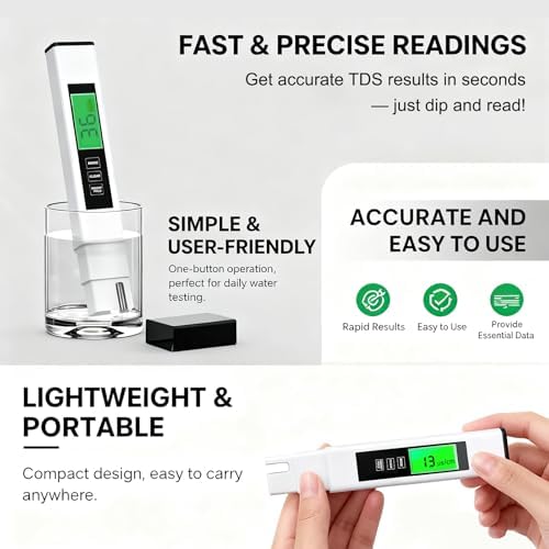 Digital TDS Meter for Drinking Water, 2025 New Water Tester 4 in 1 TDS, EC & Temperature Meter, Accurate & Reliable 0–9990 PPM Meter, Ideal for Aquariums, Swimming Pool, RO/DI System, Hydroponics - Image 6