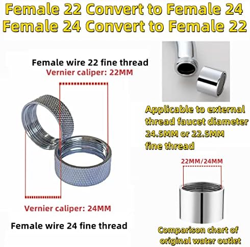 Faucet Adapter, Sink Hose Attachment for Faucet ，Extension Faucet Suitable for Connecting Sink Kitchen Bathroom Garden Faucet (female 55/64"-27T transform female 15/16"-27T) - Image 2