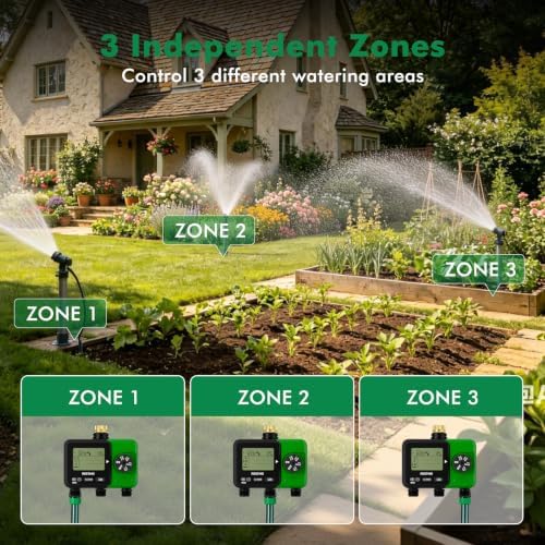 RESTMO 3-Zone Sprinkler Timer for Garden Hose with Brass Inlet - Image 5