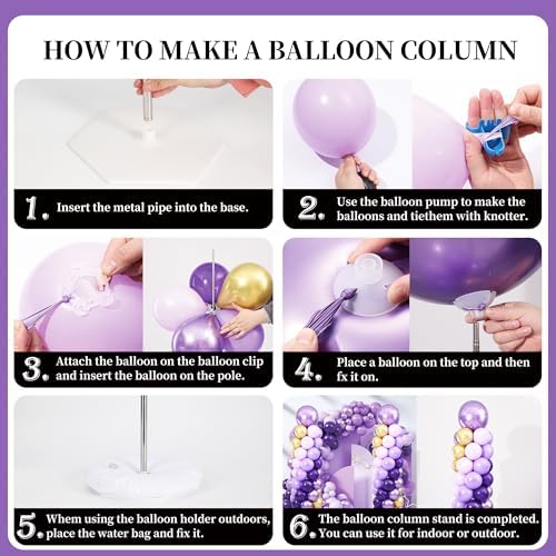 Purple and Gold Balloon Column Stand Kit Set of 2 for Floor - Image 6