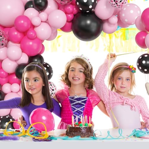 Amandir 153pcs Pink Black Balloon Garland Arch Kit Different Sizes - Image 6