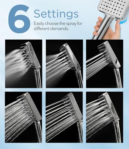 MakeFit Filtered Shower Head with Handheld, High Pressure, 6 Modes, Chrome - Image 4