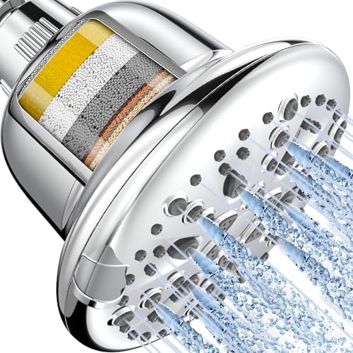Cobbe Filtered Shower Head, 7 Modes High Pressure Shower Heads Chrome by Cobbe