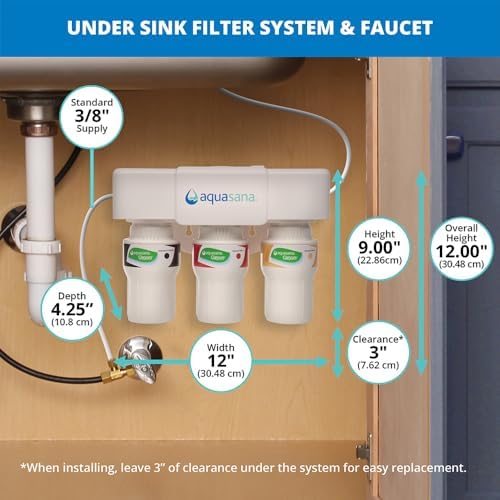 Aquasana Under Sink Water Filter System - Reduces PFAS, Lead, & Chlorine in Drinking Water - Under Counter Claryum Filtration for Kitchen - 3-Stage - Chrome Faucet - AQ-5300.56 - Image 5
