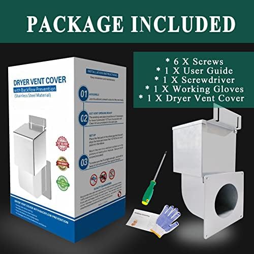 Stainless Steel Outdoor Dryer Vent Cover Closure and Seal Hood with Natural Energy Saving, Exhaust Air Fit for 4" Outside Siding Tube, Professional Patent Design Durable - Image 2