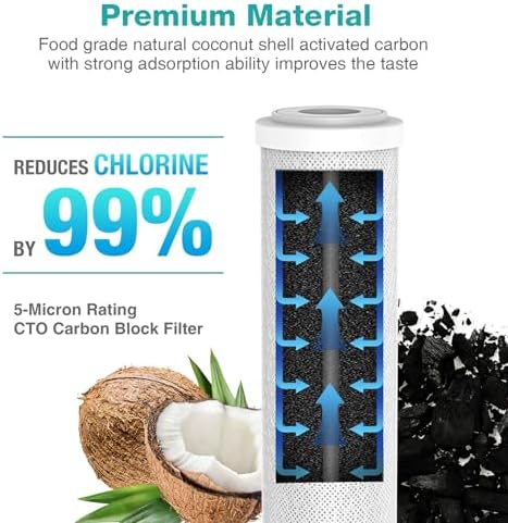 SimPure 5 Micron 10" x 2.5" Carbon & Polypropylene Water Filter - 8 Pack - Image 3
