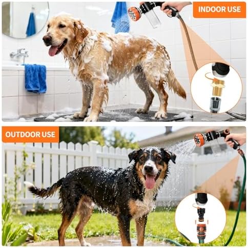 SCHITEC Upgraded Dog Wash Hose Attachment with 100cc Soap Dispenser, 8-in-1 Spray Modes Dog Shampoo Sprayer Nozzle Pet Shower Attachment for Bathing Dogs, Car Wash, Garden Watering - Image 2