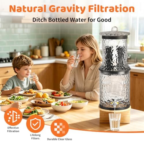 Glass Gravity Water Filter System, 3 Gallon with Dual Carbon Filtration - Image 4
