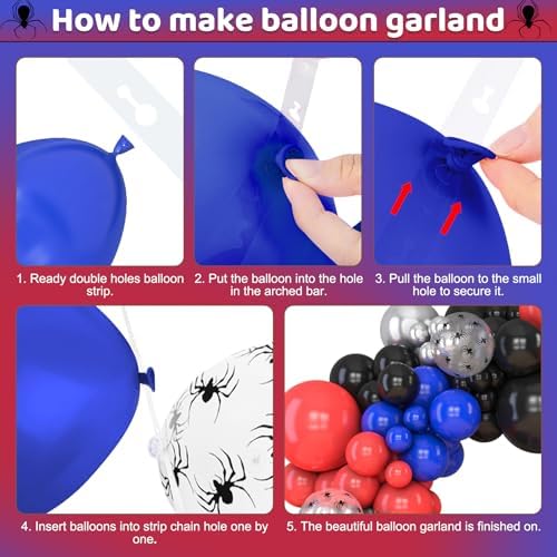 Amandir 153pcs Black Red Blue Balloon Arch Garland Kit Different Sizes - Image 4