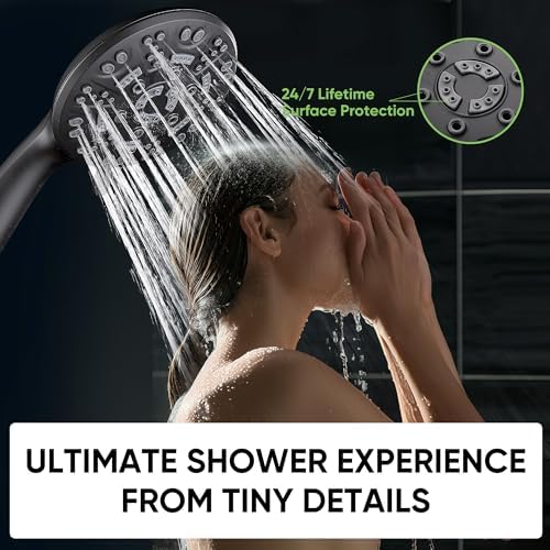 Cobbe 8-Setting Handheld Shower Head, Water-Saving Design, Matte Black - Image 4