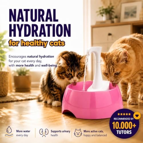 Aqua First Pet Water Fountain - Automatic Drinking Bowl for Cats and Dogs - Light and Portable - Replaceable Filters - Ergonomic Design - 1.2L/42 fl oz - Pink - Image 2