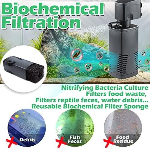 Fish Tank Filter for 15-40 Gallon Tank Crystal Clear Powerful Internal Aquarium Filters Submersible Pump& Filter System Turtle Tank Accessories - Image 3