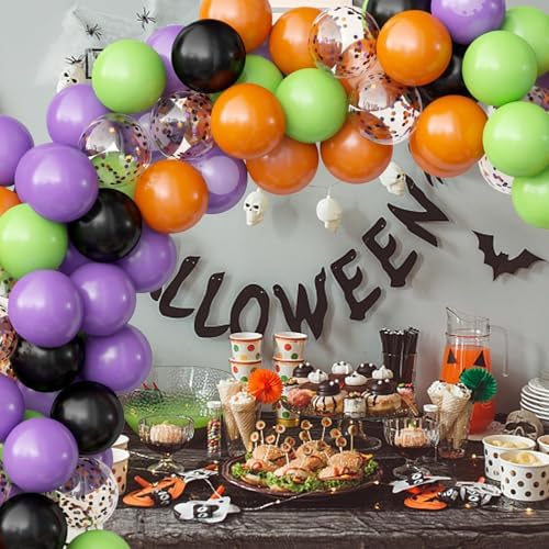 OuMuaMua 62PCS Halloween Party Balloons Decorations, 12 Inch Black Orange Green Purple Balloons Confetti Balloons for Kids Halloween Party Decorations Birthday Baby Shower Bachelorette Favors Supplies - Image 2