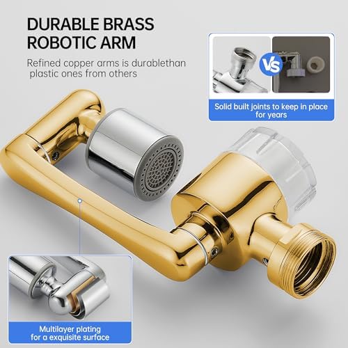YYKBZ Water Filter For Sink Faucet Extender,1080° Swivel Aerator,2 Modes Spray Sink Water Filter,Brass Faucet Mount Purifier System For Kitchen/Bathroom/Toddlers,Multiple Adapters With 9pcs Filters - Image 5