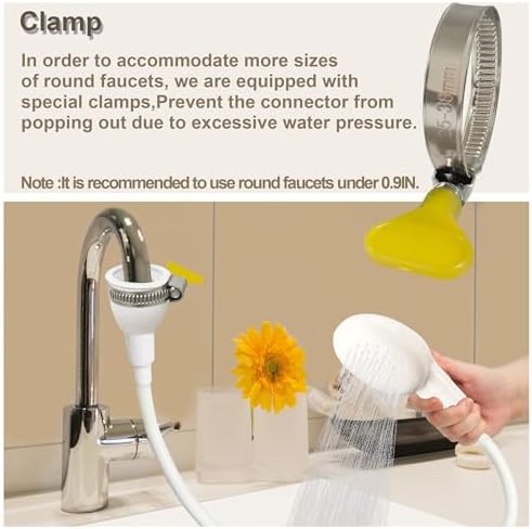 Portable Shampoo Sink Spray Hose, Faucet Attachment with Nozzle for Hair Washing, Baby & Pet Bathing, Vegetable Rinsing, White (White, 3M/9.84FT) - Image 3