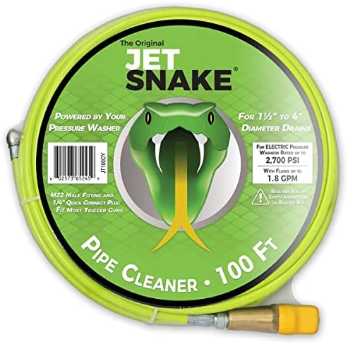 100 FT Sewer Jetter for Electric Pressure Washers - Flexible Steel Braid by Unknown
