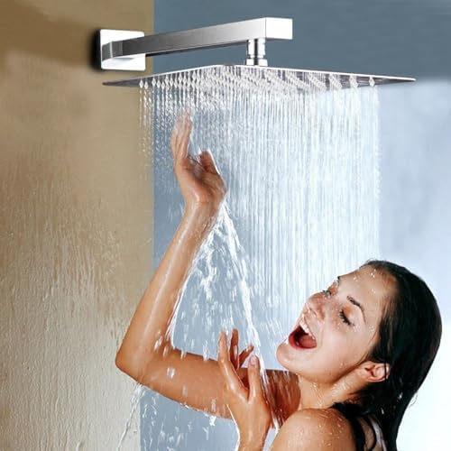 Voolan Extra Large Rain Shower Head - High Flow Square Rainfall Showerhead - Waterfall Full Body Coverage - Universal Ceiling or Wall Mount (16 * 12 Inch Rectangle, Brushed Nickel) - Image 6