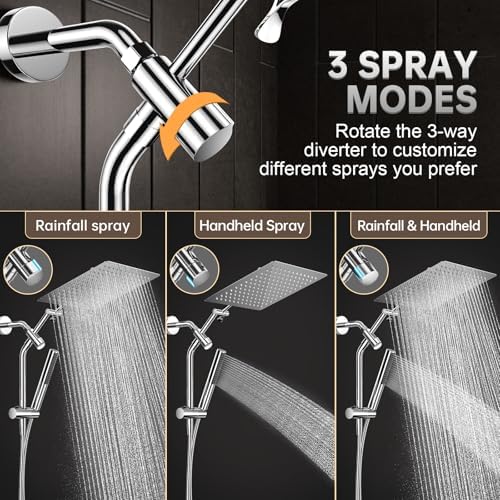 Veken All Metal 12" Luxurious Shower Head with Handheld,Full Body Coverage - Image 4