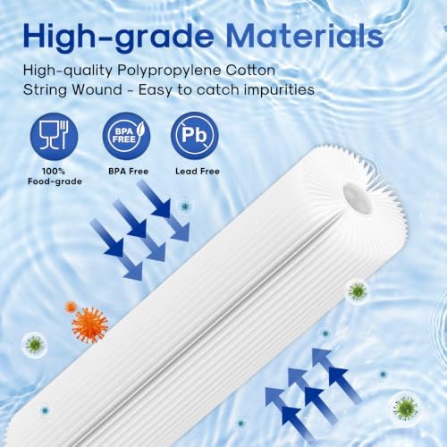 ICEPURE 10" x 2.5" 20 Micron Pleated Sediment Water Filter Cartridge Replacement Any 10 inch RO Unit, Compatible with R50, Dupont WFPFC3002, Whirlpool WHKF-WHPL, GE FXWPC, Hydronix SPC-25-1050, 6PACK - Image 5