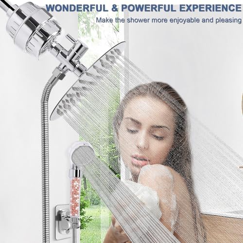 Filter Shower Head, High Pressure 8 Inch Rainfull with Filter Combo for Hard Water, Remove Chlorine Fluoride and Harmful Substances- 1 Replaceable Filter Cartridge (Round, Chrome) - Image 6