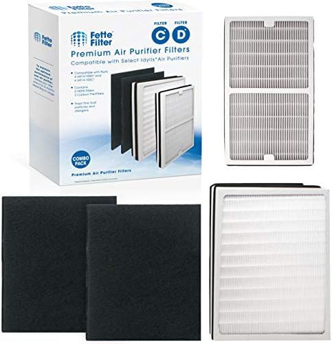 Fette Filter True Hepa Air Purifier Filter Set Compatible with Idylis Air Purifier Filter Type C+D. Contains 1 Idylis C + 1 Idylis D. Includes 2 Carbon Prefilter. For Air Purifer Model IAP10280 by Fette+Filter