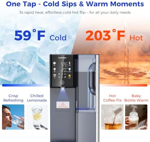 C5ALK-BL Mineral Reverse Osmosis Water Filter Countertop Hot and Cold RO System-3s Instant Hot, 8-Stage RO Filtration, 6 Temp Settings, NSF/ANSI372/42/58, Auto-Fill Pitcher, 3:1 Pure to Drain - Image 3