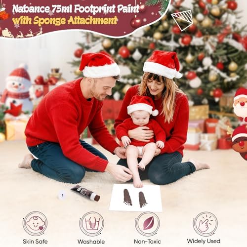 Nabance Baby Hand and Footprint Paint, Sponge Head, Baby Safe Paint, Brown - Image 2