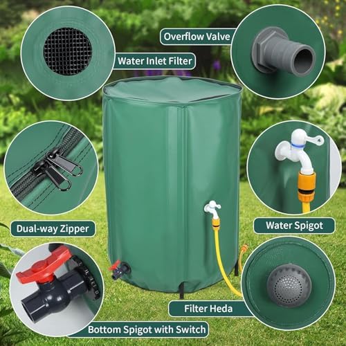 Portable Rainwater Harvesting System Water Storage Tank with Filter Rain Barrel Ideal for Garden/Outdoor/Lawn Use(Noir,1350L) - Image 6