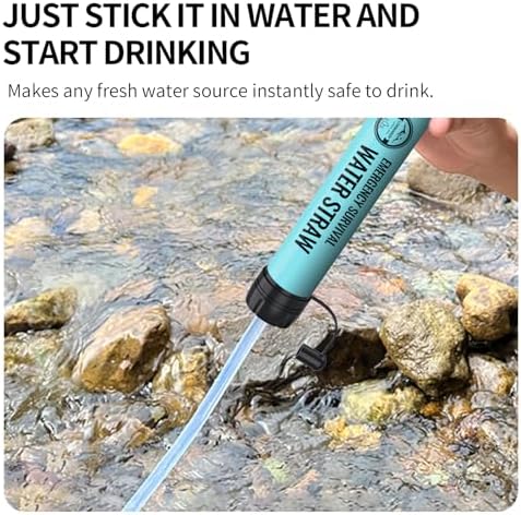 Emergency Water Filter Straw, New Blue 10-Pack,Survival Gear Portable Purification System, for Outdoor Activities Hiking Camping Fishing, Personal Travel Accessories - Image 4