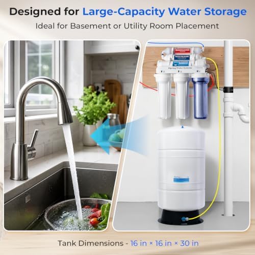 iSpring T20M 20 Gallon Pre-Pressurized Tank for Reverse Osmosis (RO) Systems with 14 gallons of Water Storage Capacity, White - Image 6