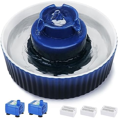 Lawfery Ceramic Cat Water Fountain, 2.1L/71oz Cupcake Pet Fountain by Lawfery