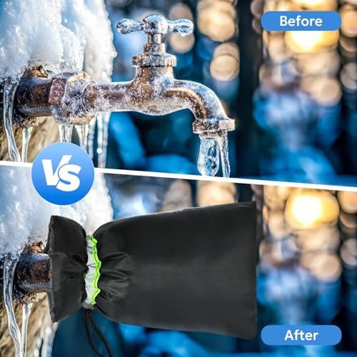 MIXC Outdoor Faucet Cover for Winter - 6 Packs 7.09''W x 10.24''H Water Socks Freeze Protection Pipe Insulation Reusable Waterproof Insulated Spigot Backflow Cover - Image 7