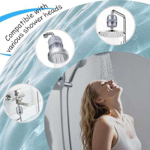 Shower Head Filter, 15-Stage Filtration System, Removes Chlorine & Heavy Metals, Softens Water for Smoother Skin & Hair, Universal Fit for All Shower Types (White) (HS-GLQ-001, Filter, GLQ001) - Image 3