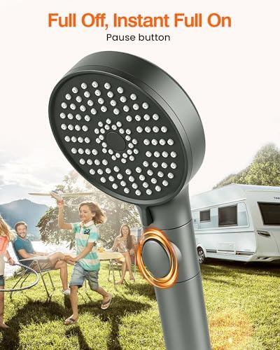 RV Shower Head with Hose, High Pressure Handheld RV Shower Head Replacement with On Off Switch,5 Modes,Power Jet, Camper Shower Head for RV,Travel Trailer,Motorhome,Boat RV Essentials,Gray - Image 3