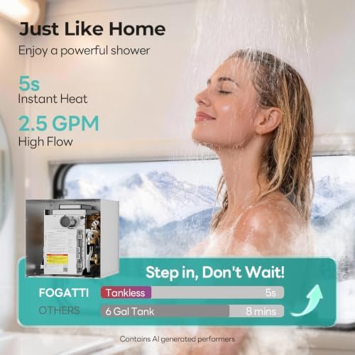 FOGATTI RV Tankless Water Heater InstaShower 7, Propane, 12V DC - Image 6