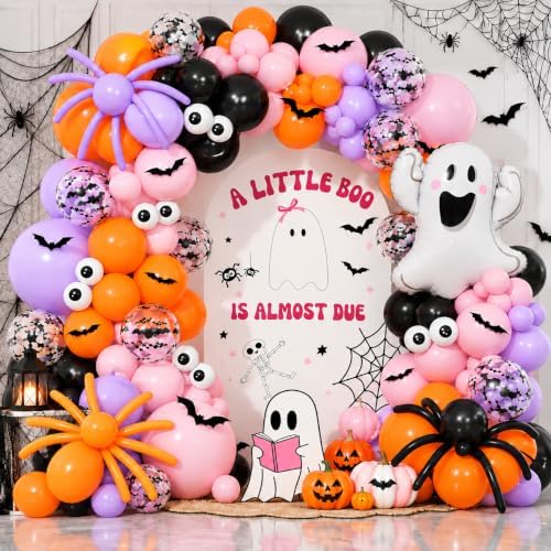 Halloween Balloon Garland Arch Kit Pink Spooky One 1st Birthday Decorations by Paeyeq