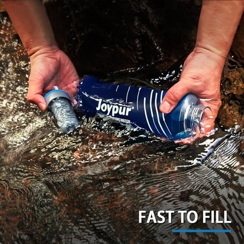 Water Filter Survival - Collapsible Water Bottle with Filter 0.01 Micron Squeeze Filtered Water Bottle 32oz for Hiking Backpacking Camping BPA-Free(Blue 1000ml) - Image 3