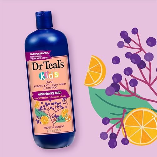 Dr Teal's Kids 3-in-1 Bubble Bath, Body Wash & Shampoo, Boost & Renew Elderberry with Vitamin C, 20 fl oz. (Pack of 3) - Image 2