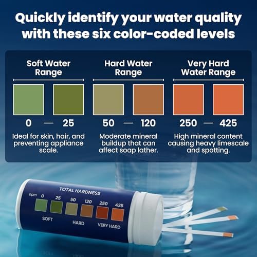 Water Hardness Test Strips – 150 Strips for Home, Well Water & Water Softeners – Instant Results in 30 Seconds – Tests Soft, Hard & Very Hard Water – Perfect for Kitchens, Showers & Appliances - Image 3
