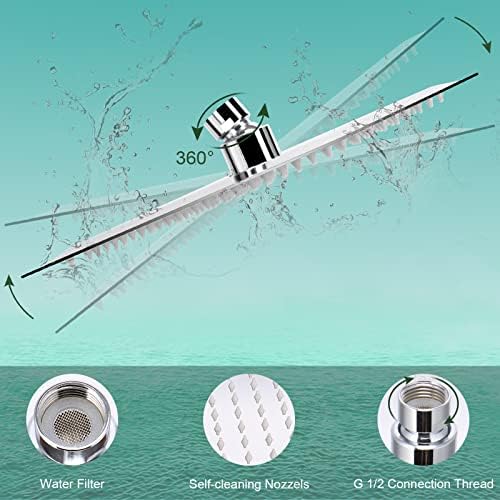 Filter Shower Head, High Pressure 8 Inch Rainfull with Filter Combo for Hard Water, Remove Chlorine Fluoride and Harmful Substances- 1 Replaceable Filter Cartridge (Square, Chrome) - Image 2